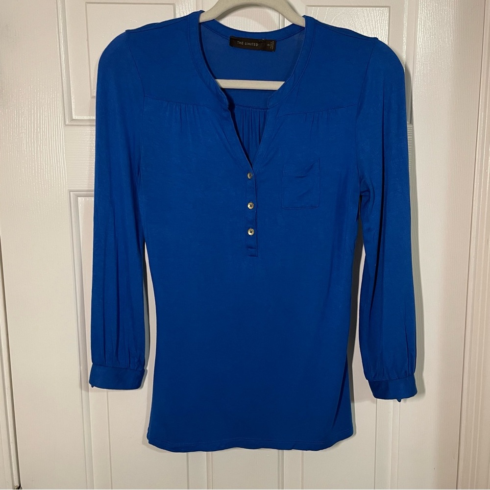 The Limited Blue Fitted Super Soft Blouse